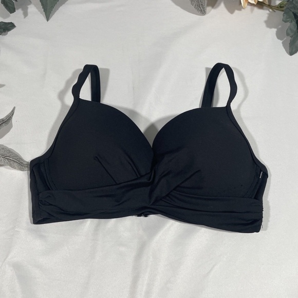 NWD Sea Level [ 4 US ] Push‎ up Cross Front Underwire Bikini Top Black - Picture 3 of 12